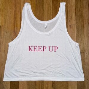 White Tank Top with Pink Print